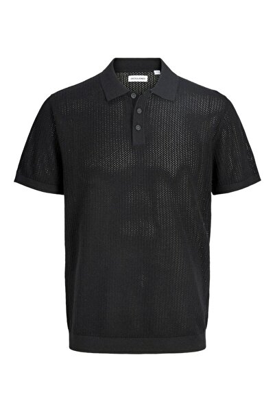 Jack & Jones Erkek Siyah Jjjess Knıt Polo Ss Polo Tişört 12288543-Black