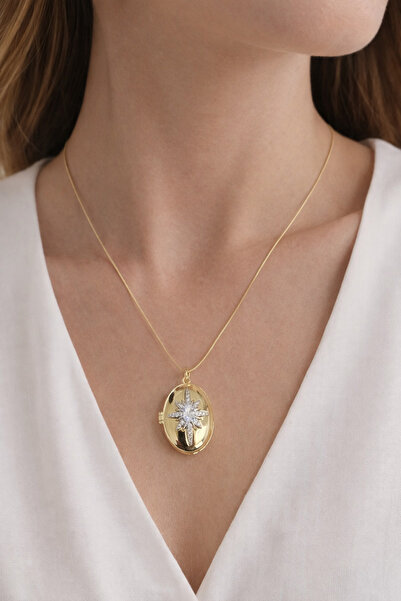 Belasso Steel Openable Alya Model Zircon Stone Women's Necklace