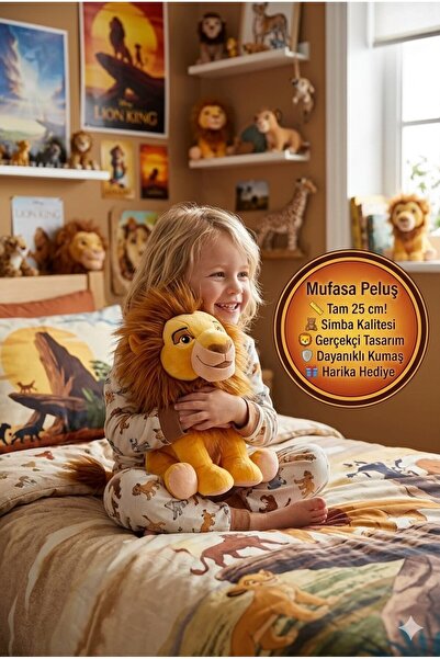 TOYFEST Lion King Aslan Kral Mufasa Peluş Oyuncak 25 Cm Lisanslı Yumuşak Daya...