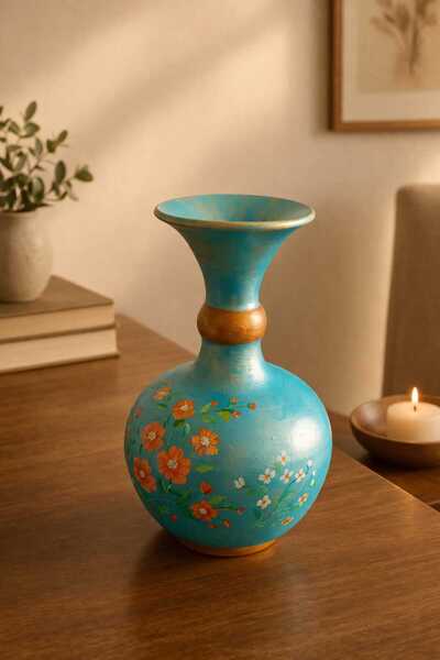 Sarisa Διακοσμητικό Κεραμικό Βάζο με Ζωγραφισμένα στο Χέρι Λουλούδια 19 εκ. (...