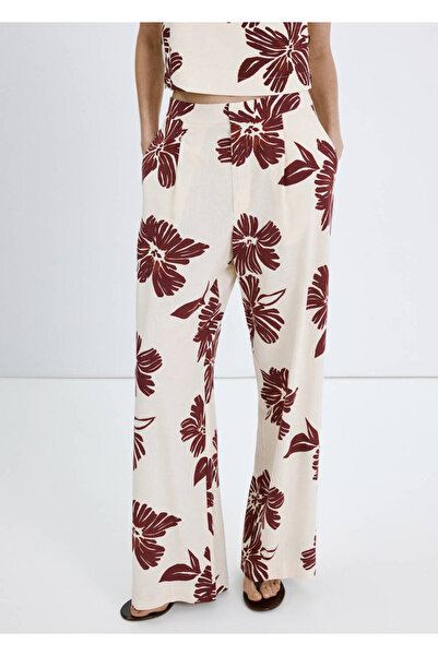 MANGO Woman Kopçalı desenli pantolon