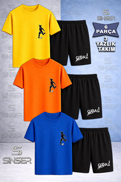 SS SİNSER Children's Footballer Black Left Right Custom Printed Crew Neck 3-P...
