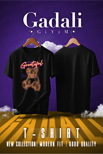 Gadali Μπλουζάκι Unisex Bear Street Be Grateful με στάμπα μπροστά και πίσω