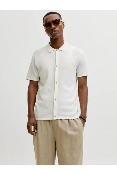Jack & Jones Erkek Beyaz Jjegeorge Knıt Shırt Ss Sn Polo Tişört 12288253-Clou...