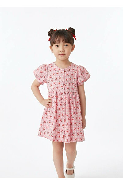Neva Baby Boutique Pink 100% Cotton Muslin Short Sleeve Girls' Cherry Gingham...