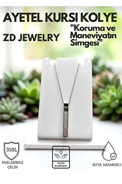 ZD JEWELRY Ayetel Kürsi Koruyucu Dua Yazılı 316 l Paslanmaz Çelik Dikdörtgen ...