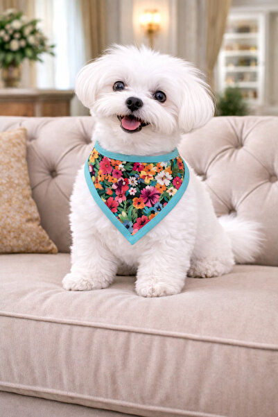 Çiçek Desen Üçgen Köpek Fular Bandana