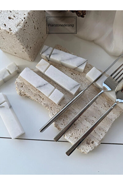 Piarstonedesing 6'li Leylak Mermer Çatal Bıçak Kaşık Standı | Çatal Bıçak Sup...