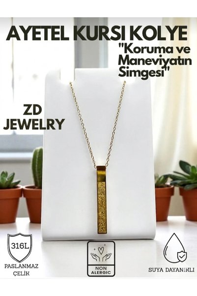 ZD JEWELRY Ayetel Kürsi Koruyucu Dua Yazılı 316 l Paslanmaz Çelik Dikdörtgen ...