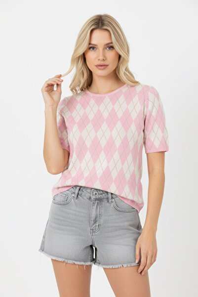 Noi Belis Bisiklet Yaka Baklava Desenli Triko Bluz SS26BZ0140