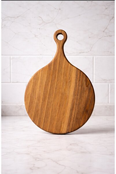 WoodBay Walnut Wood Round Handle Cutting Presentation Board-Handmade Single P...