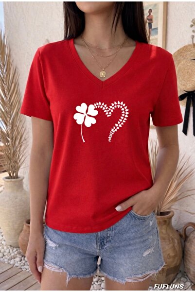 FUFLUNS T-Shirt - Κόκκινο - Oversize