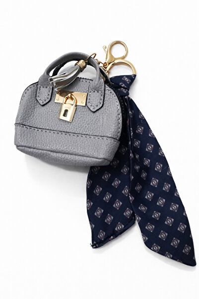 Dinç Spor Mini Bag Charm Keychain with Scarf Women's Bag Ornament Premium Gra...