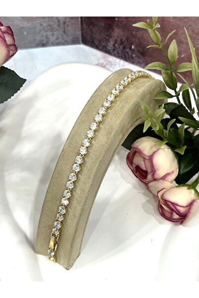 XUPING JEWELRY VIP Seri Işıltılı Beyaz Taşlı Su Yolu Bileklik (Gold14k/17-19m)