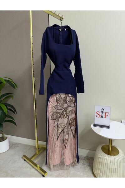 ALSAMAH فستان كحلي على كلفه سهره