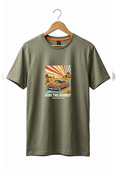 onsrawear تي شيرت قطني أساسي مطبوع عليه سيارة ريترو من Ride The Sunset للجنسين