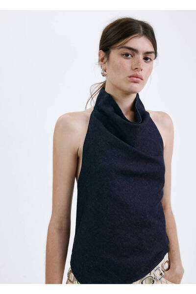 MANGO Woman Open-back denim top