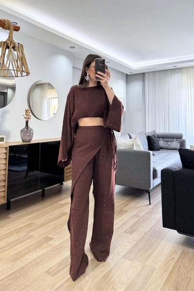 Banu Angay Solea Stone Detailed Muslin Set Brown