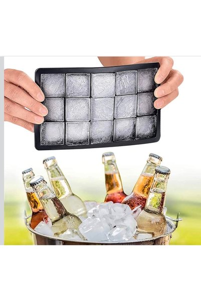 evolis kitchen 2 Pieces 15-Compartment Large Size Silicone Ice Mold - Square Ice Tray Cocktail Presentation Ice Mold for Meat Juice Storage