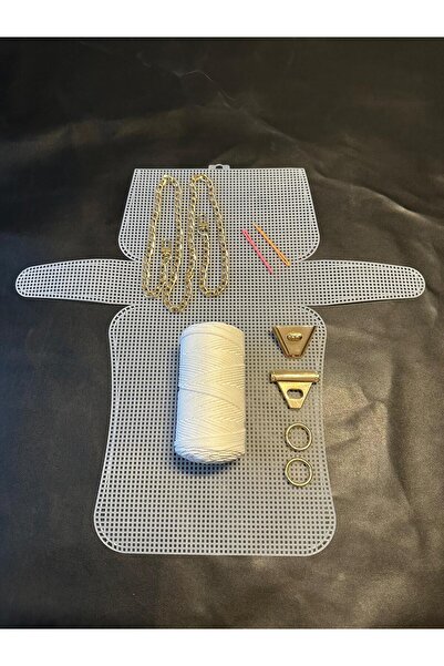 VELORİA BAG & SCARF BÜYÜK Plastik Kanvas Polyster Makrome İpli Çanta Yapım Ki...