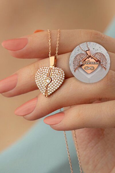 Silvano Jewelry 925 Ayar Gümüş Isimli Taşlı Açılır Kalp Kolye