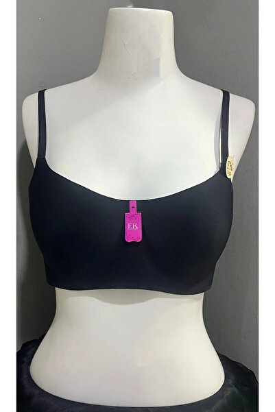 F.K Women's Unpadded and Underwire-Free Laser Cut Black Bra