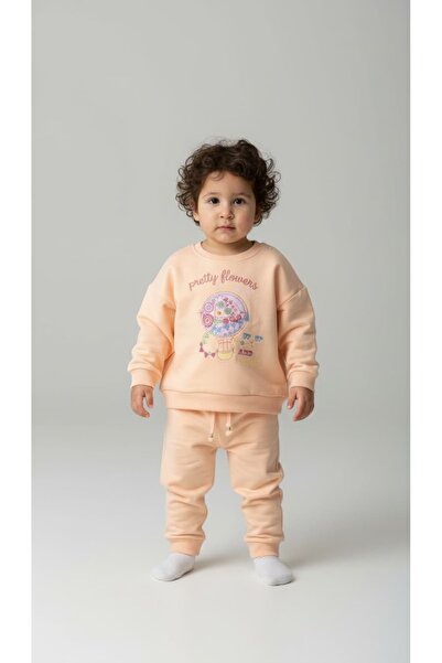 pastel şeftali takım -kız bebek