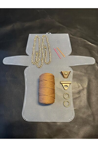 VELORİA BAG & SCARF BÜYÜK Plastik Kanvas Polyster Makrome İpli Çanta Yapım Ki...