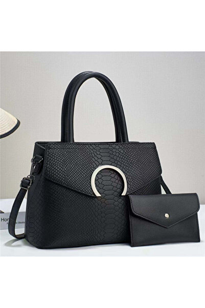 PandH Geantă Samira din piele ecologică, set de 2 piese - 126 - Negru