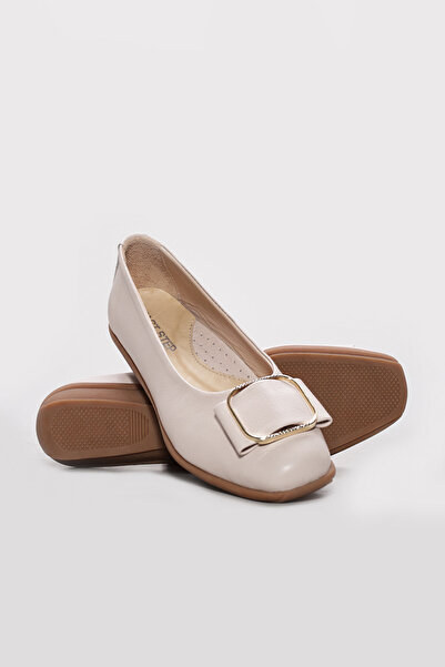 Ayakkabıhane Inside and Outside Genuine Leather Beige Women's Casual Shoes Ah...