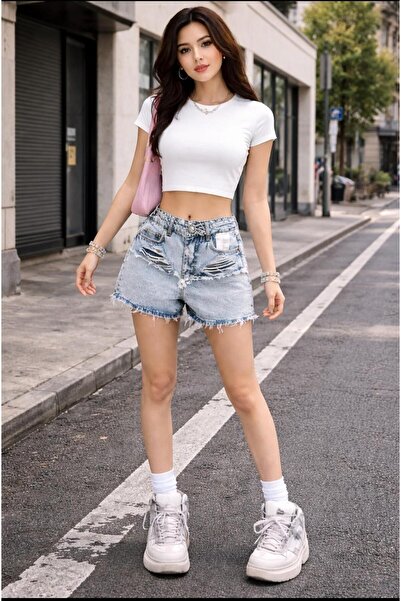 DEEFWEAR Casual καλοκαιρινό ψηλόμεσο σκισμένο μοντέλο Κοντό σορτς SUMMER STRE...