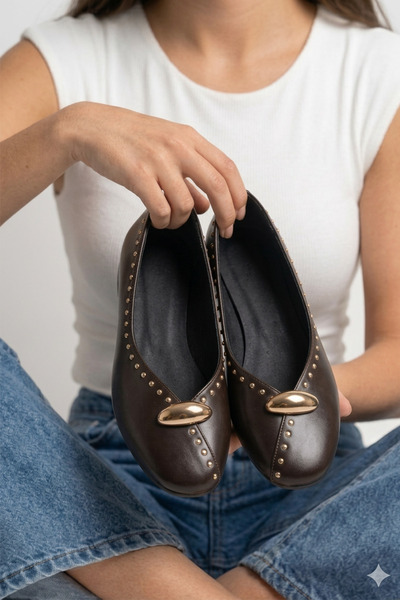 MİNNACE Μπαλαρίνες - Καφέ - Casual