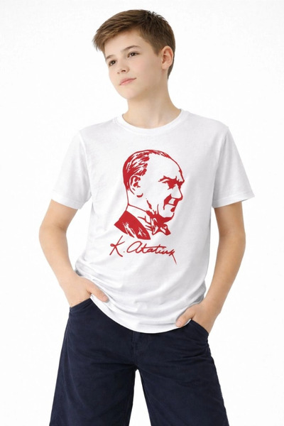 Generic Brand Boy's Ataturk Printed T-Shirt Short Sleeve Crew Neck T-Shirt - ...