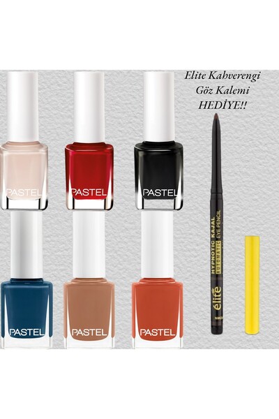 Pastel Oje 6 lı Set 27-38-37-402-403-318 + Elite Kahverengi Göz Kalemi Hediye!!!