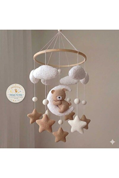 TREND METFİQ DECORATİON MÜZİK Premium Peluş Ayıcık Bebek Dönencesi - Bulut ve...