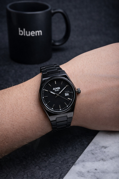Bluem Axis Series - Black Steel Case & Strap Men's Wristwatch