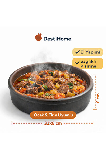 DestiHome Doğal Elyapımı Ocak Ve Fırın Uyumlu Tava(32x6cm)