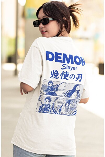 SEVBANO Demon Slayer Kimetsu No Yaiba Anime Back Printed Unisex Oversize T-Shirt