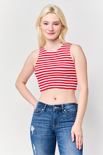Don't Call Me Jennyfer Women Crew Neck Sleeveless Stripe Tank Top, Multicolor