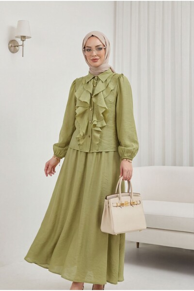 Modamorfo Ruffled Front, Elasticated Sleeves, Lined Skirt, Strawberry Set - O...
