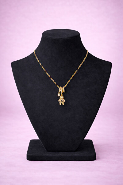 mdm style Gold Color Women's Necklace with Adam Figure Detail