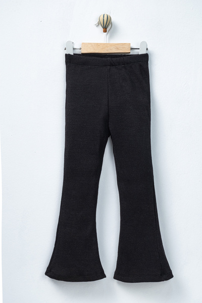 TİNY GOLDEN Rebraste zvonaste leggins hlače za devojčice, crne, 3-9 godina, f...