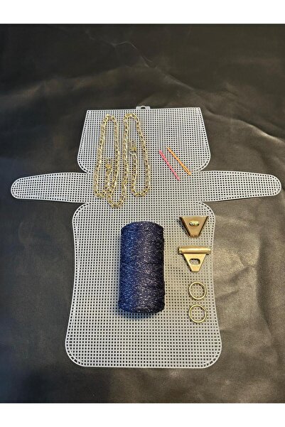 VELORİA BAG & SCARF BÜYÜK Plastik Kanvas Polyester Makrome Simli İpli Çanta Y...