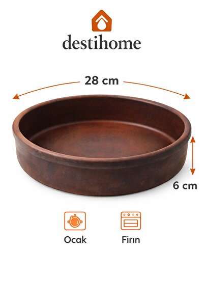 DestiHome Doğal Elyapımı Fırın Ve Ocak Uyumlu Tava (28x6cm)