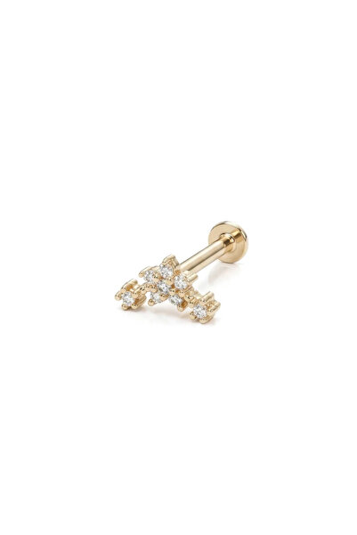 Giallo Lusso 14 Ayar Altın Kavisli Sarmaşık Çiçek Helix Piercing