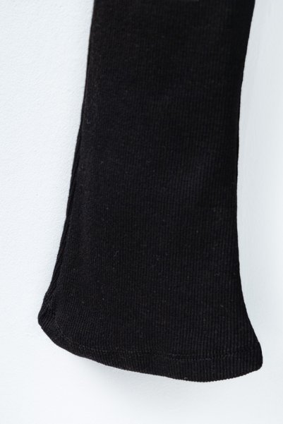 TİNY GOLDEN Girls Ribbed Spanish Leggings Trousers Black 3-9 Years Stretchy Comfortable Casual Bottom Wear