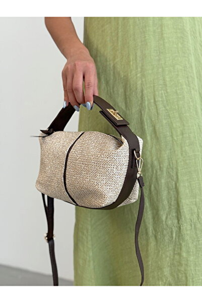Askora Wicker Textured Zippered Daily Women's Bag with Lock Detail