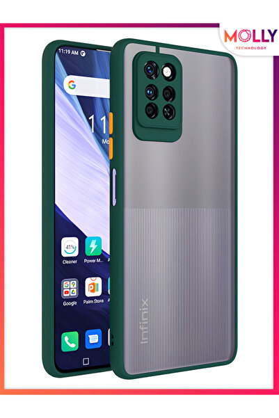 Molly İNFİNİX NOTE 10 PRO (X695) İçin Kenarları Siyah Renkli Buzlu Şeffaf Sil...