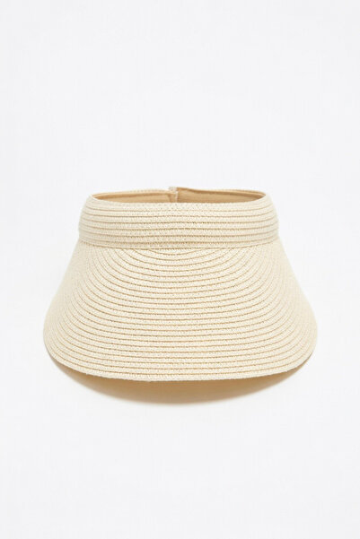 Mollycrush Women's Cream Color Crown Model Straw Visor Hat |   Hijab Compatib...