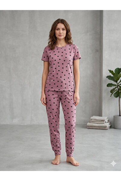 sleeproom ΒΑΣΙΚΟ ΣΕΤ ΠΙΤΖΑΜΑΣ ΑΠΟ ΧΤΕΝΙΣΜΕΝΟ ΒΑΜΒΑΚΙ ΜΕ ΣΧΕΔΙΟ ΚΑΡΔΙΑΣ